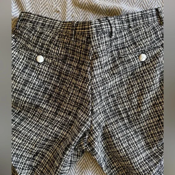 Sebastian Cruz Couture Bouclé Tweed Trousers Slim Black White Men 32x28 Designer